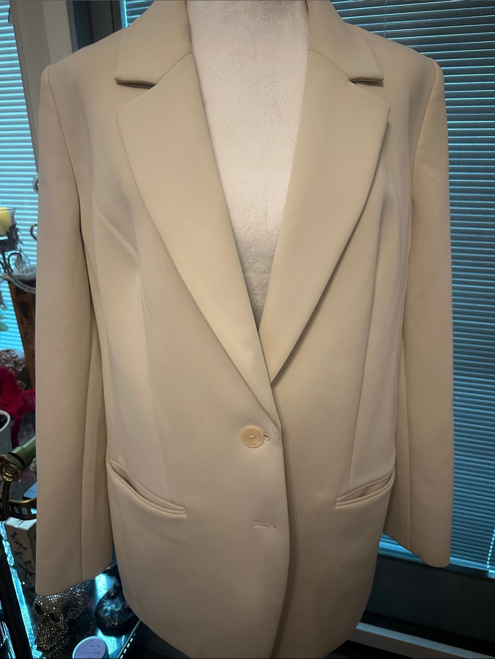 Express Cream Single-Button Blazer Jacket